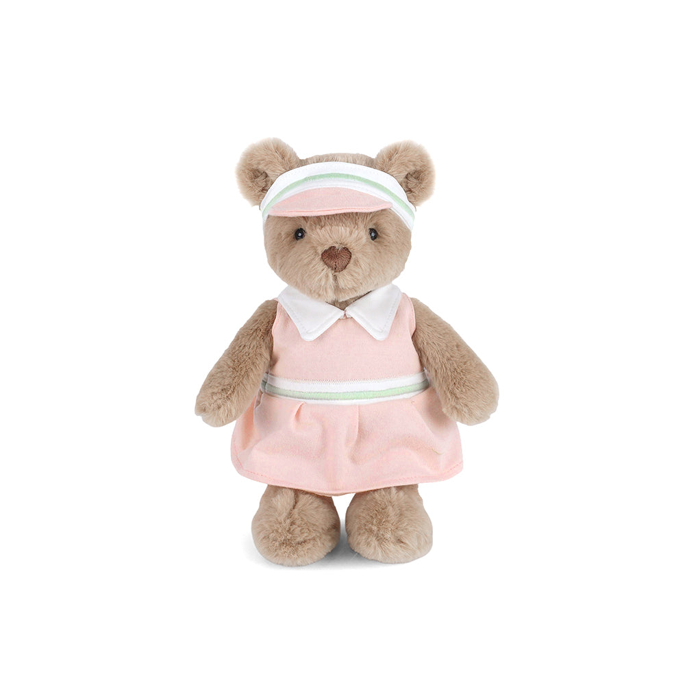 MON AMI Mon Ami Sports Birdie Golf Bear pink dress with white peter pan collar and striped trim img 1/4