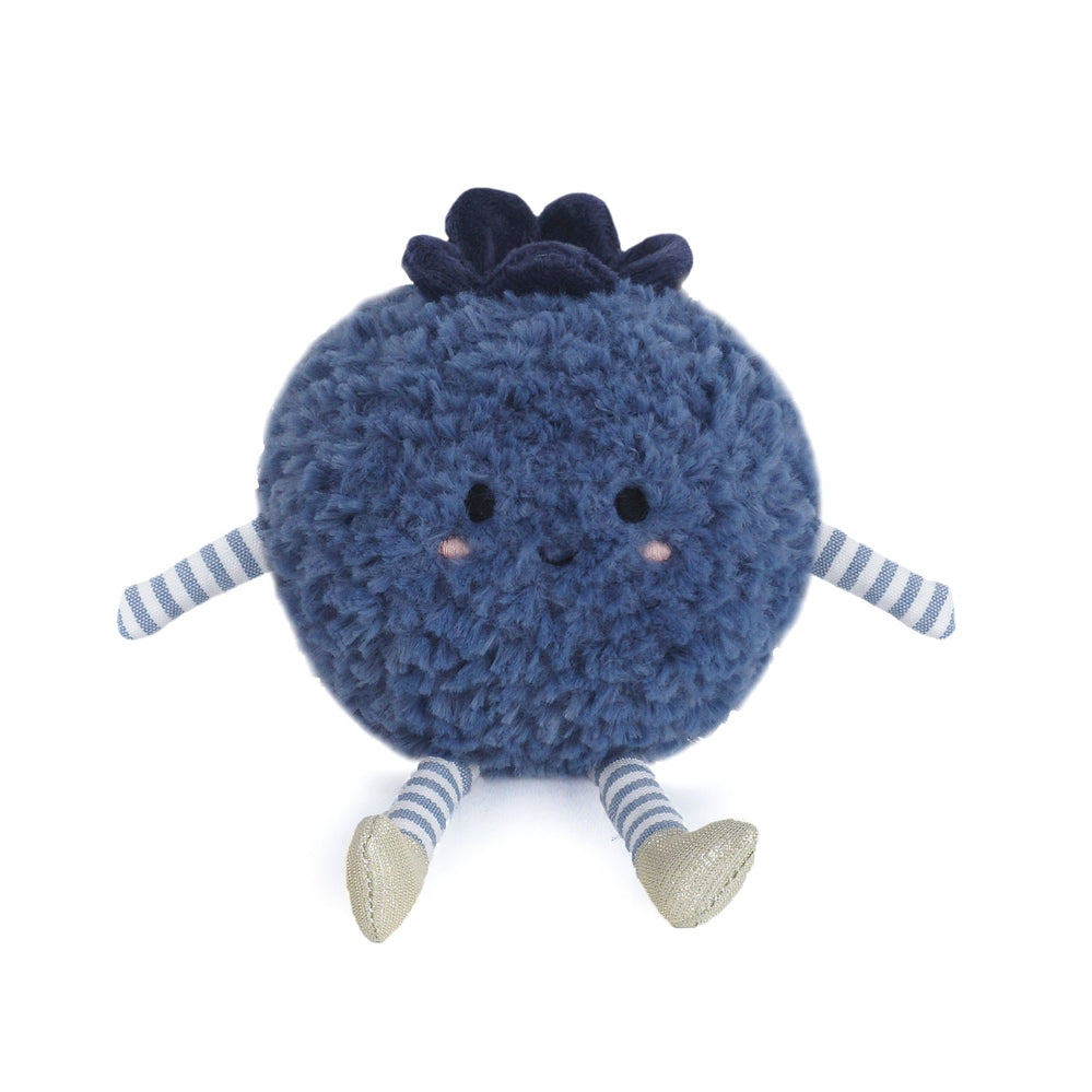 MON AMI Mon Ami Foodie Friends Blueberry - Blue Fuzzy round plush with striped limbs and gold metallic feet img 1/4