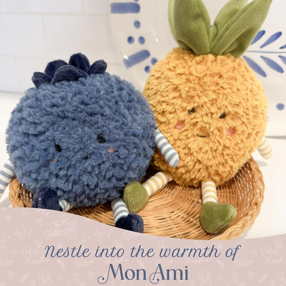MON AMI Mon Ami Foodie Friends Blueberry - Blue Plush with striped legs and heart-shaped feet img 2/4