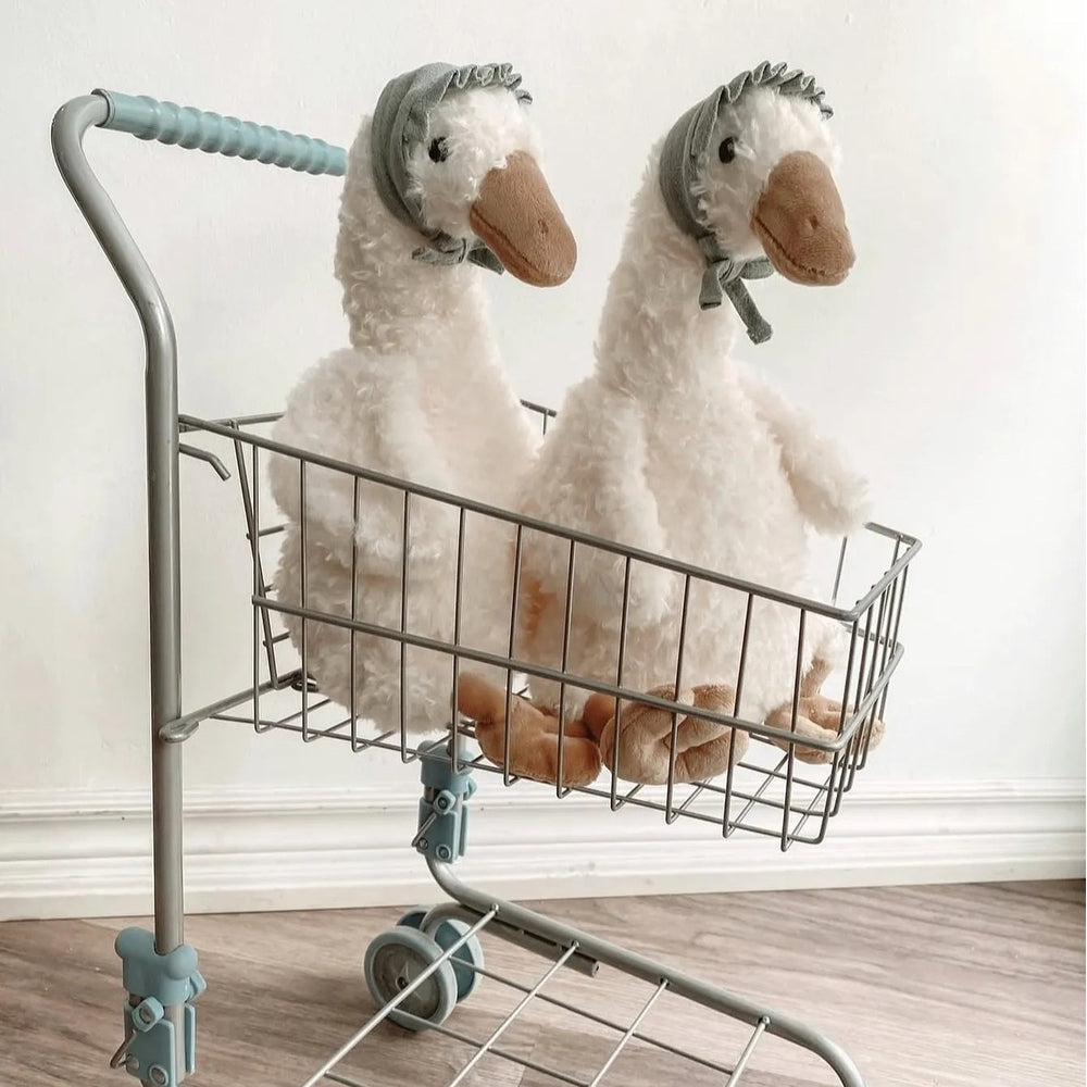 MON AMI Mon Ami Countryside Greta Goose - Cream pair with tan beaks, webbed feet, green neck ribbons img 3/4