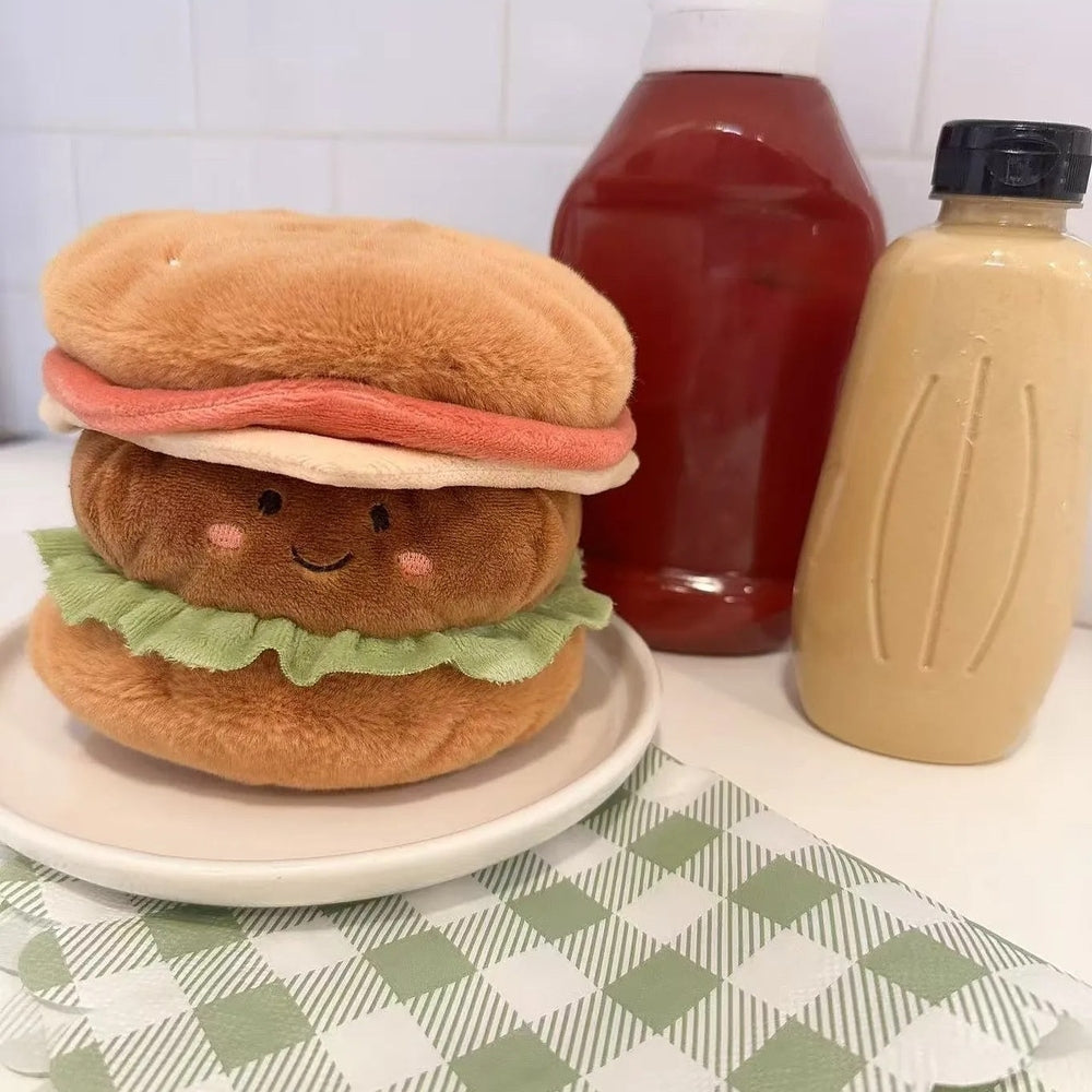 MON AMI Mon Ami Foodie Friends Joe Burger layered plush with embroidered smile and stackable components img 2/4