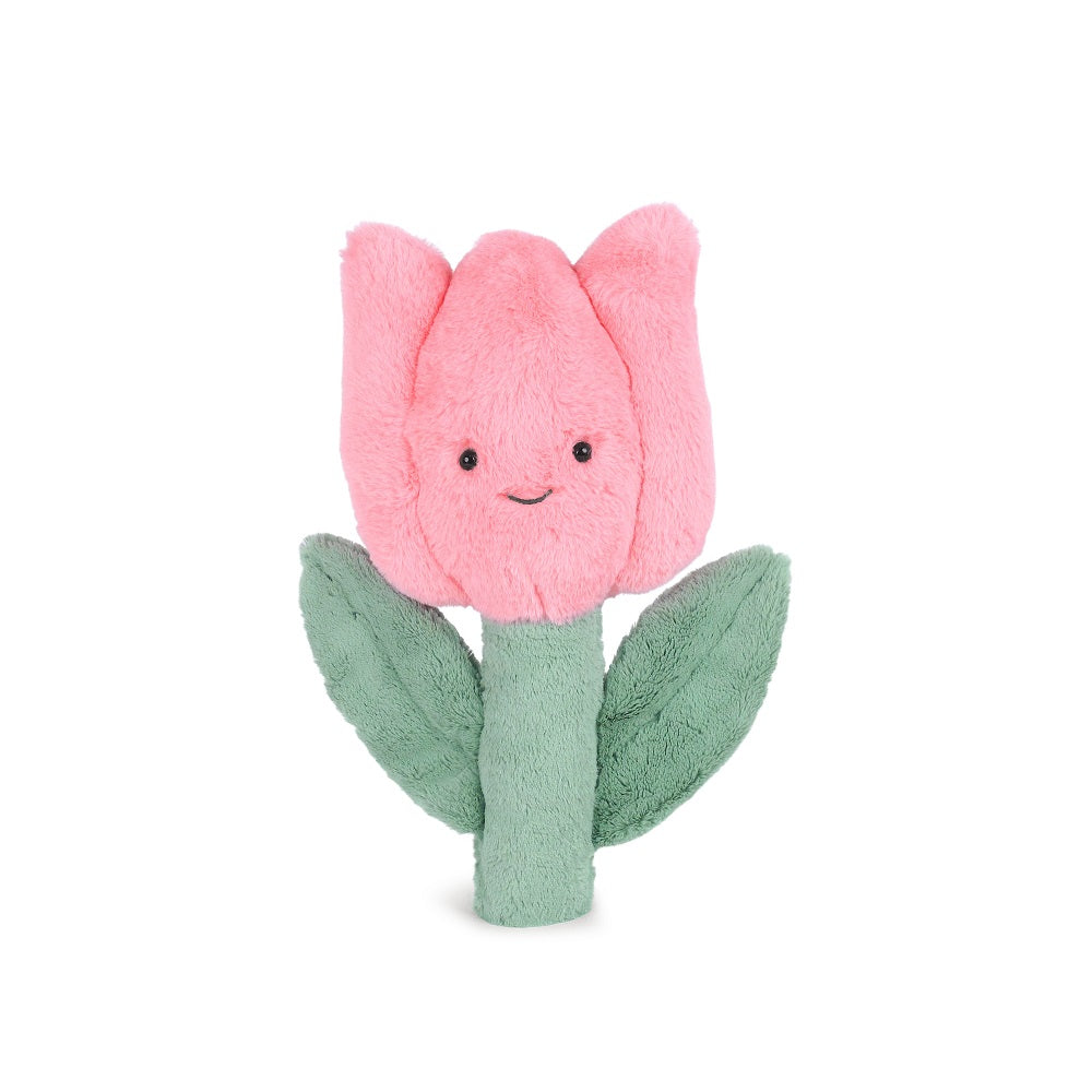 MON AMI Mon Ami Tulip Roly Poly soft plush with embroidered face and three-petal design img 1/2