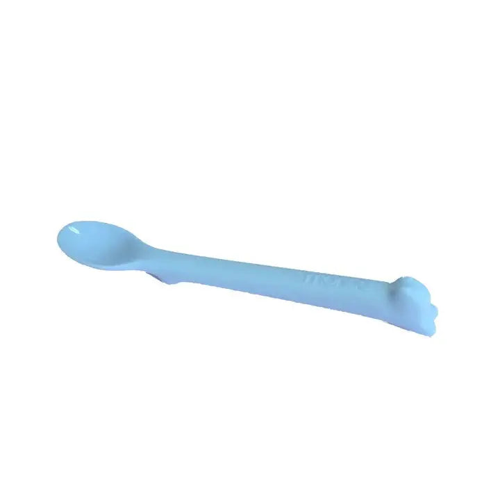 Monee Baby Spoon Step 2 blue silicone feeding spoon with smooth bowl and soft handle