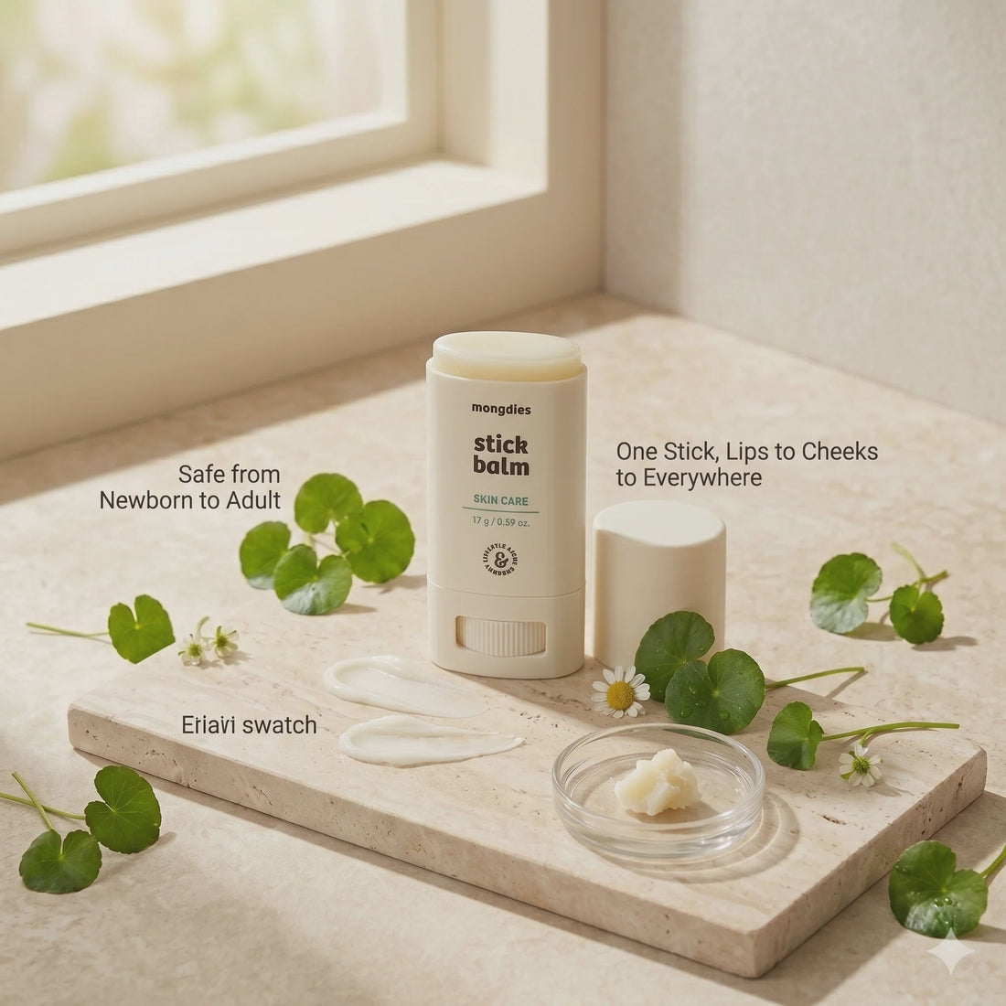 Mongdies Stick Balm 17g in a skincare setting