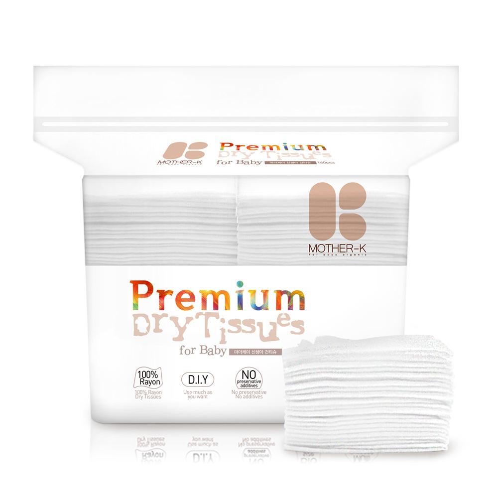 Mother-K 100% rayon dry tissue for baby, premium 160-count bulk