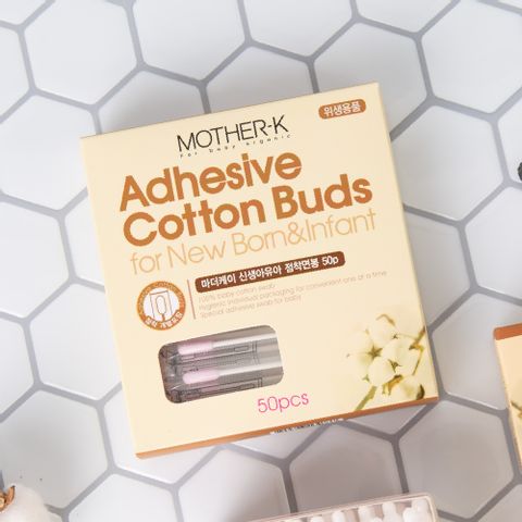Mother-K Adhesive Cotton Buds box for newborns and infants, 50pcs