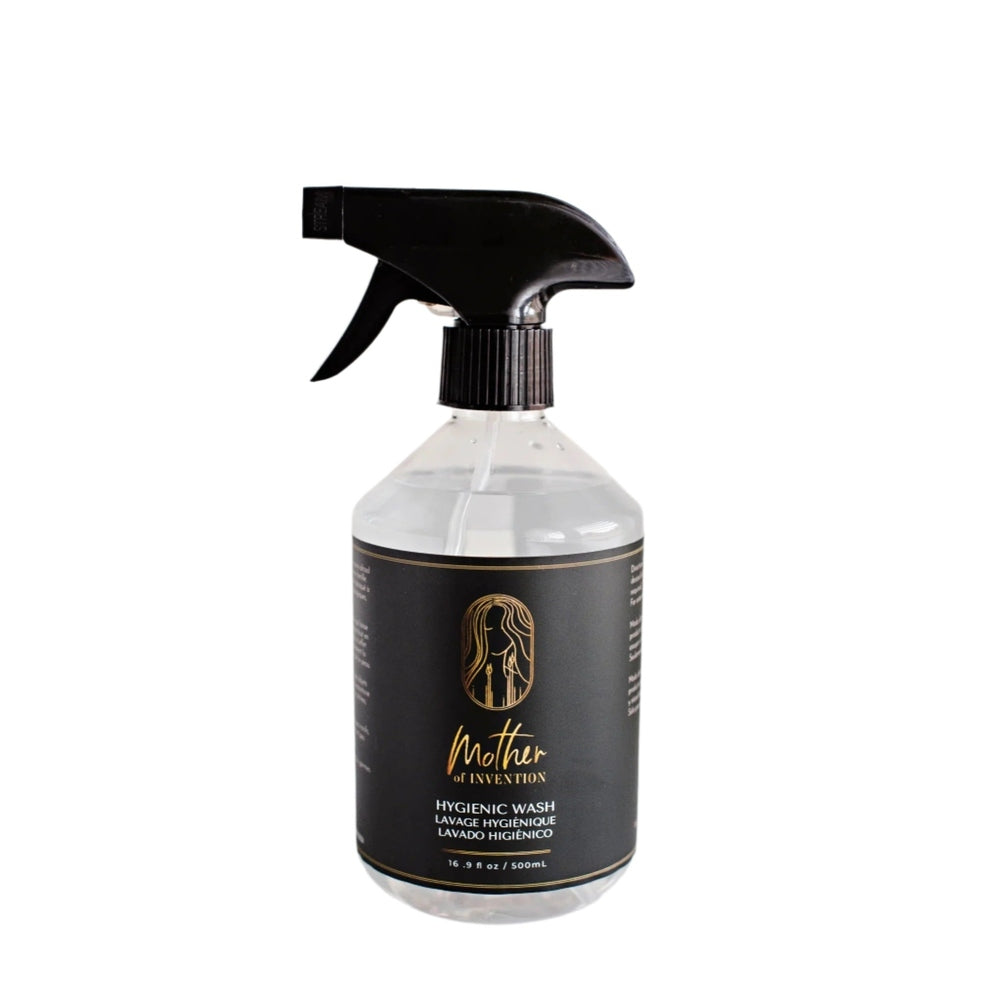 Mother Of Invention Hygienic Wash spray bottle, 500 ml, black label with gold logo