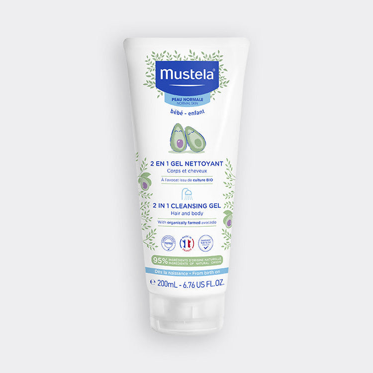 Mustela 2 in 1 Baby Cleansing Gel with Organic Avocado 200 mL - front product view