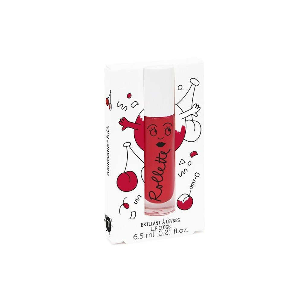 Nailmatic Cherry Rollette lip gloss for kids in red with whimsical cherry packaging.