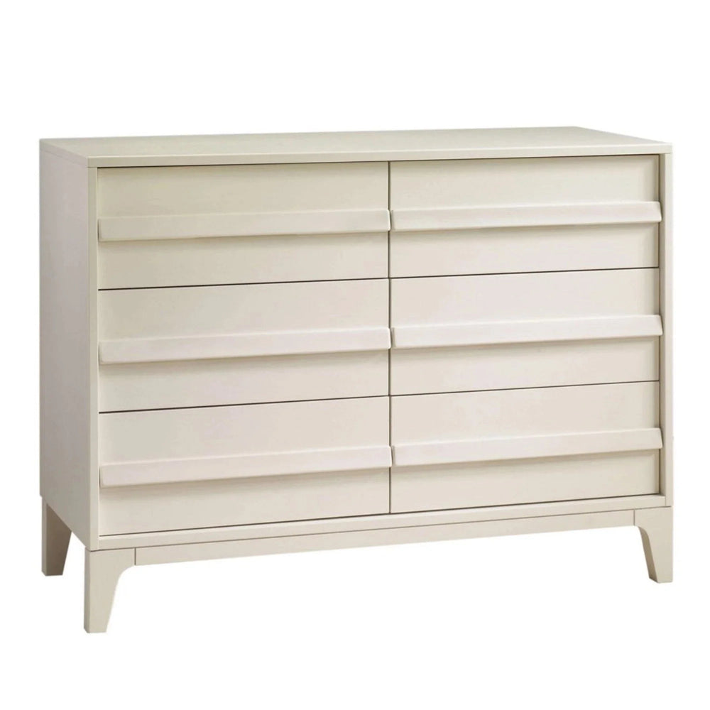 Natart Kyoto Double Dresser in cream finish with eight drawers and tapered legs