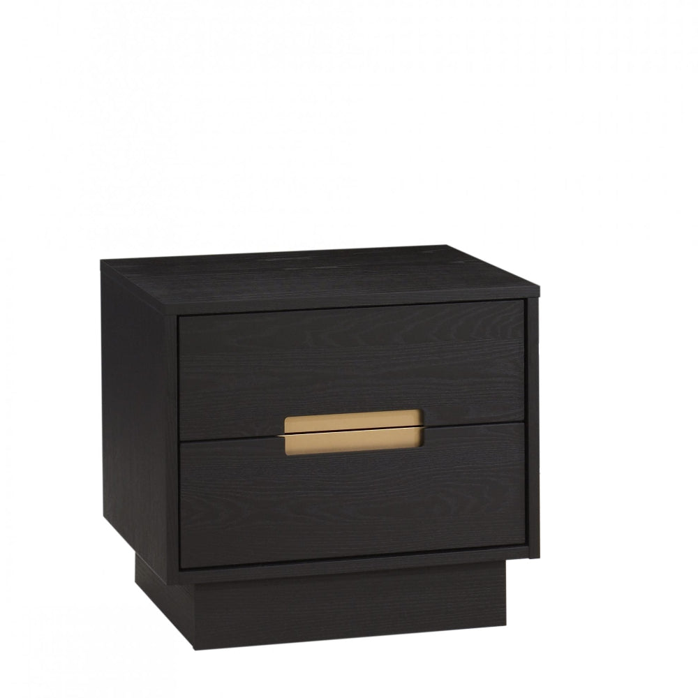 Natart Como nightstand from Signature Series in dark wood with a gold drawer pull
