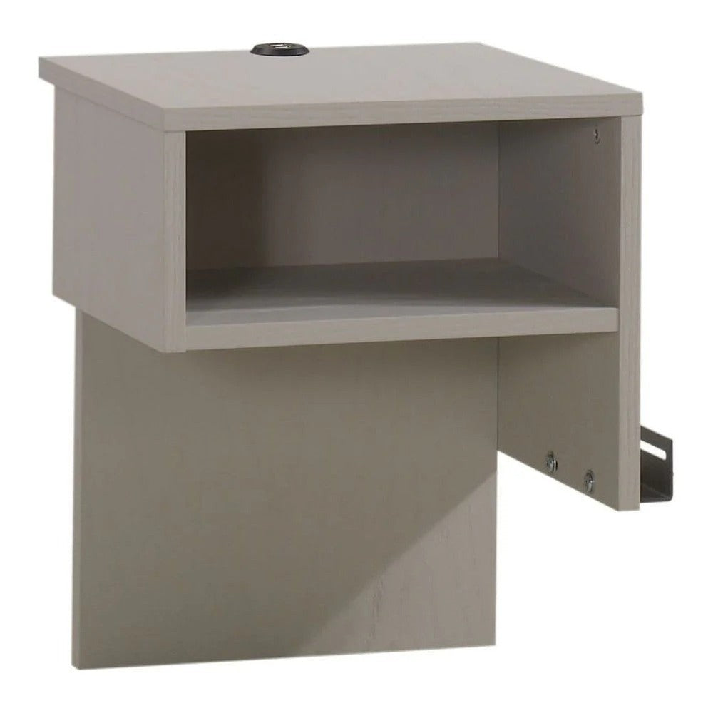 Natart Signature Series left-side media night table in light wood with open shelf