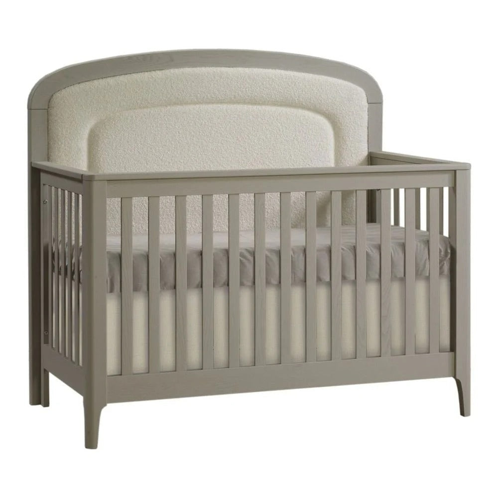 NATART Palo 5-in-1 Convertible Crib with Upholstered Panel in grey finish