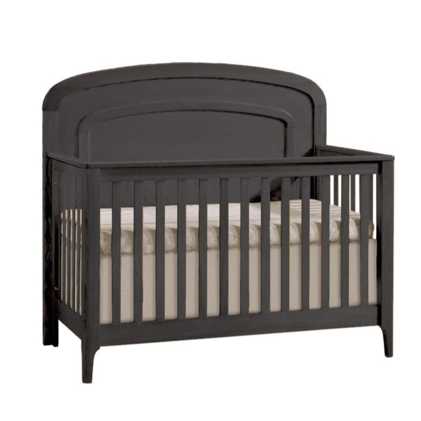Natart Palo 5-in-1 Convertible Crib in dark espresso with arched molding