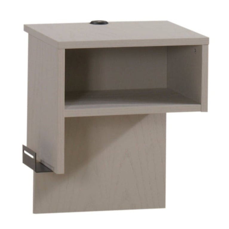 Natart Signature Series right-side media night table in light wood with open shelf