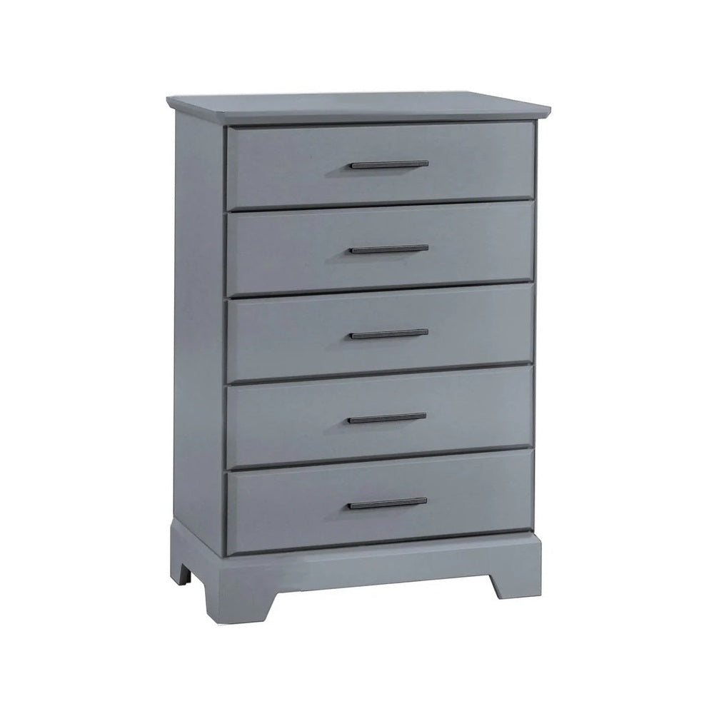 Natart Taylor 5-drawer dresser in gray finish with metal bar handles