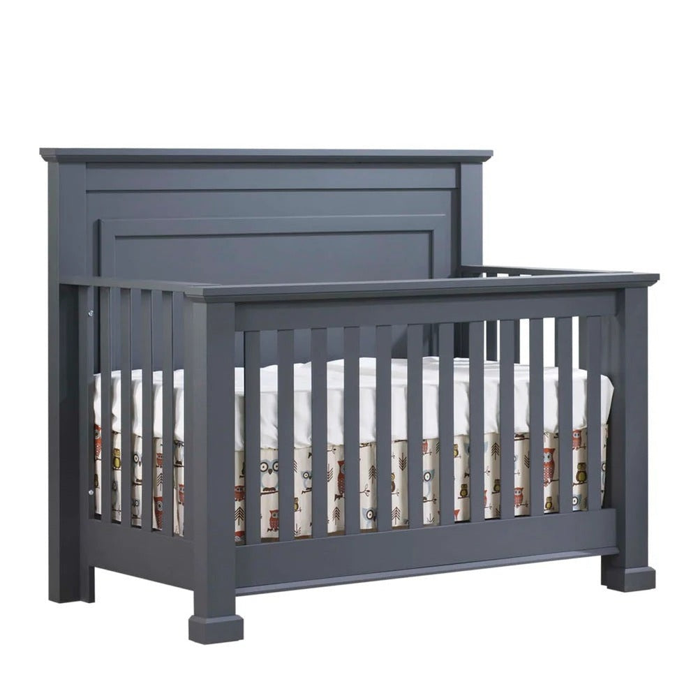 Natart Taylor 5-in-1 Convertible Crib, gray solid wood with slatted sides
