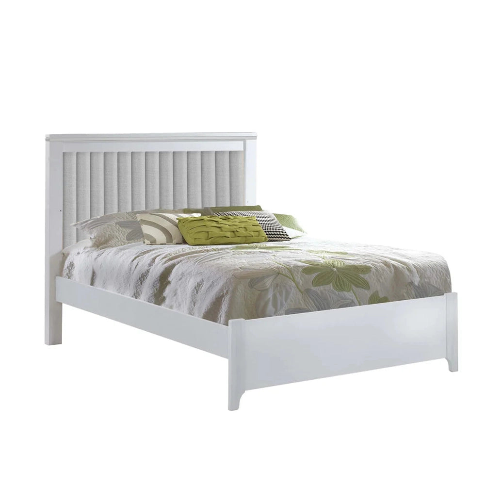 Natart Taylor 54-inch white double bed with a channel-tufted headboard and paneled footboard