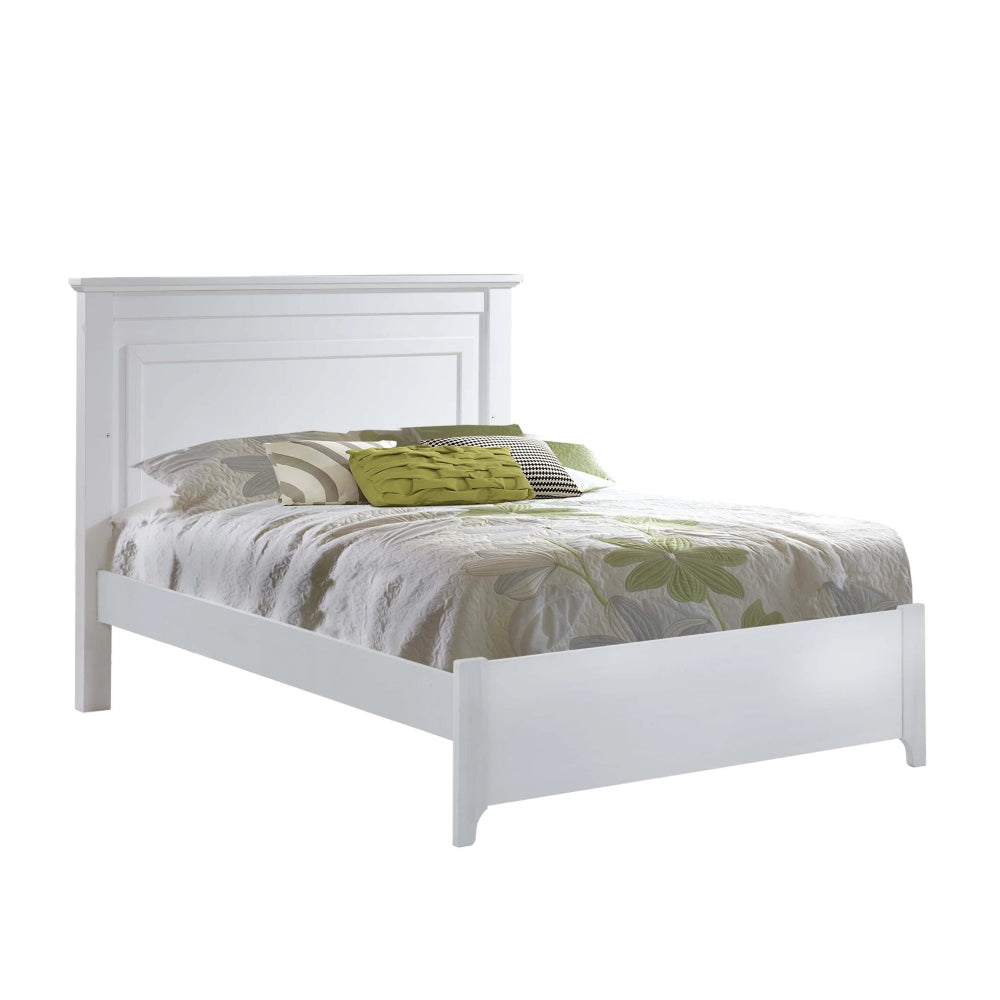NATART Taylor 54-Inch white double bed with low-profile footboard, solid wood construction.