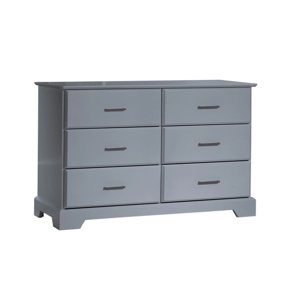 Natart Taylor King dresser in grey with six drawers and metal handles