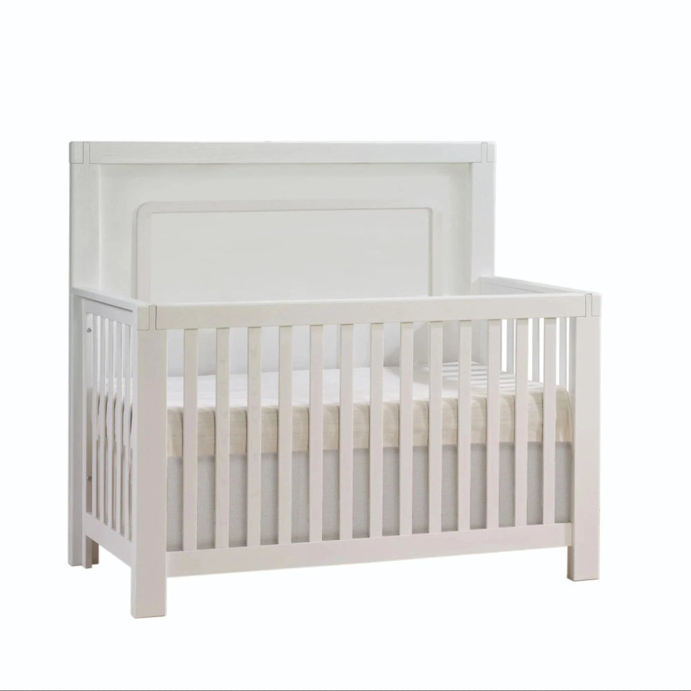Natart Signature Series Toscano 5-in-1 Convertible Crib in white with slat sides