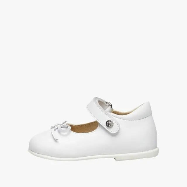Naturino Ballet Leather Ballerinas With Bow White toddler shoes with adjustable strap and bow detail