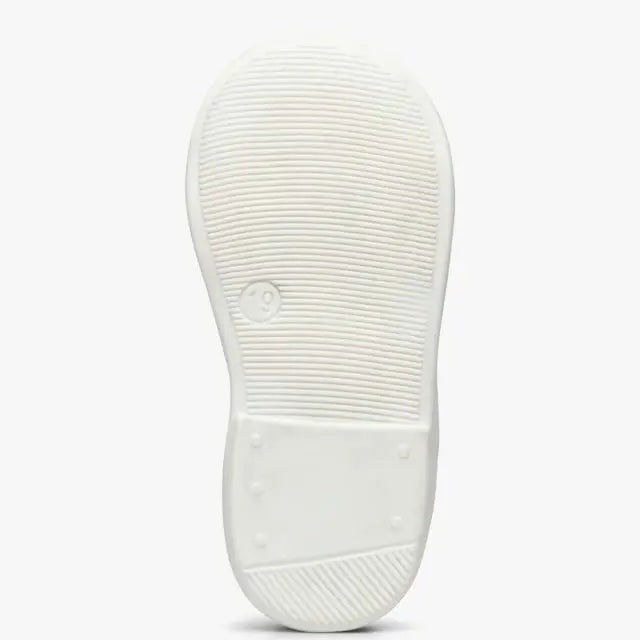 Naturino Ballet Leather Ballerinas With Bow White, baby/toddler shoe, sole view shows ribbed tread.
