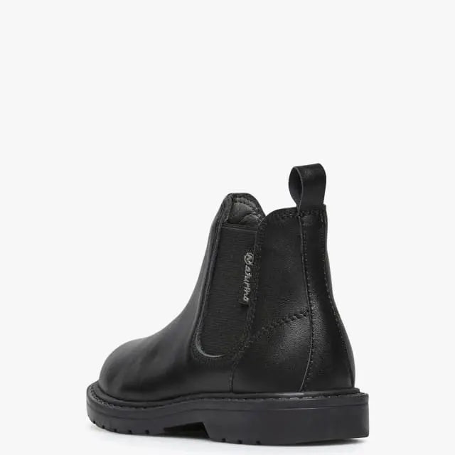 Naturino Piccadilly Chelsea Calfskin Boots Black with elastic-side panels and back pull-tab in sleek leather.