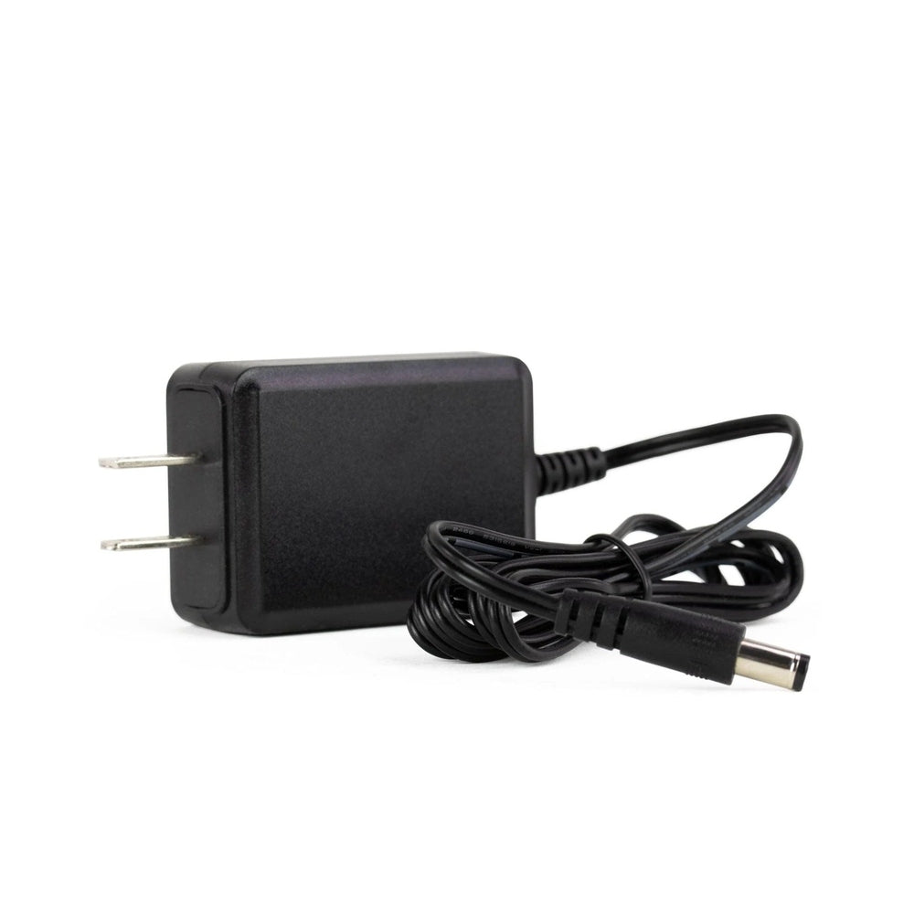 Nellie's Wow Mop charger; black power adapter with coiled cord and barrel plug