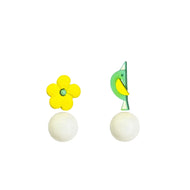 Nemibaby Earrings Bird & Flower 925 Sterling Silver Pins