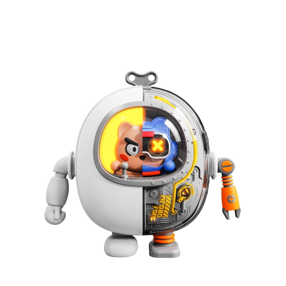 Nemibaby Mobile Handsfree Robot Fan white spherical design with orange accents and visible inner mechanics