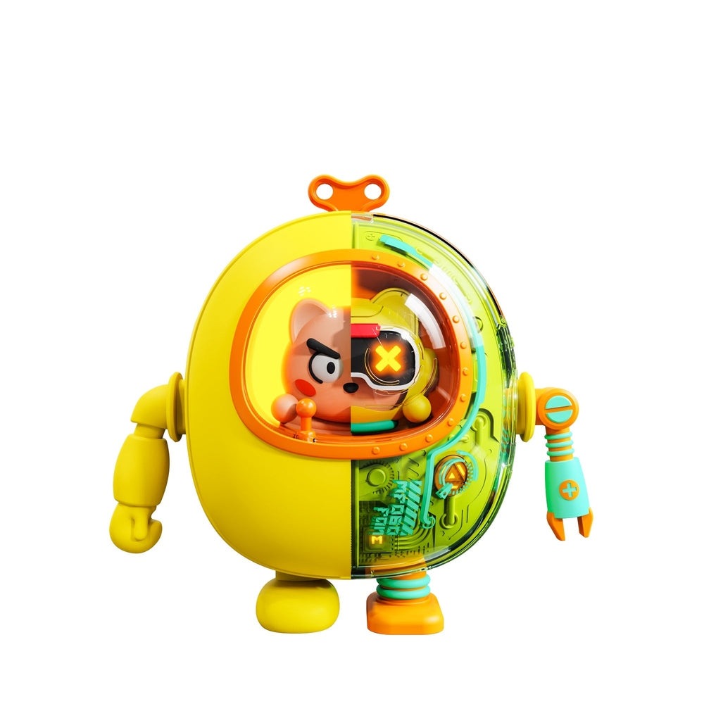 Nemibaby Mobile Handsfree Robot Fan in yellow with transparent cockpit and orange accents