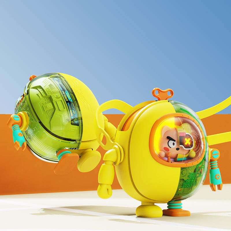 Nemibaby mobile handsfree robot fan yellow with clear cockpit, orange accents