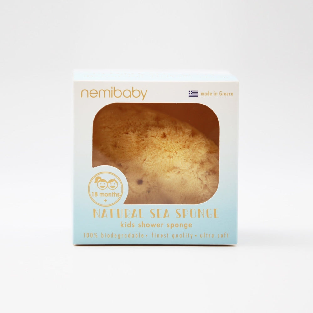 Nemibaby premium natural sea sponge for kids shower, beige and ultra soft, by Kereso