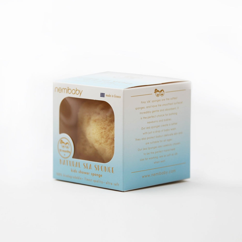 Nemibaby Premium Natural Fina Kids Shower Sea Sponge box by Kereso in blue gradient packaging