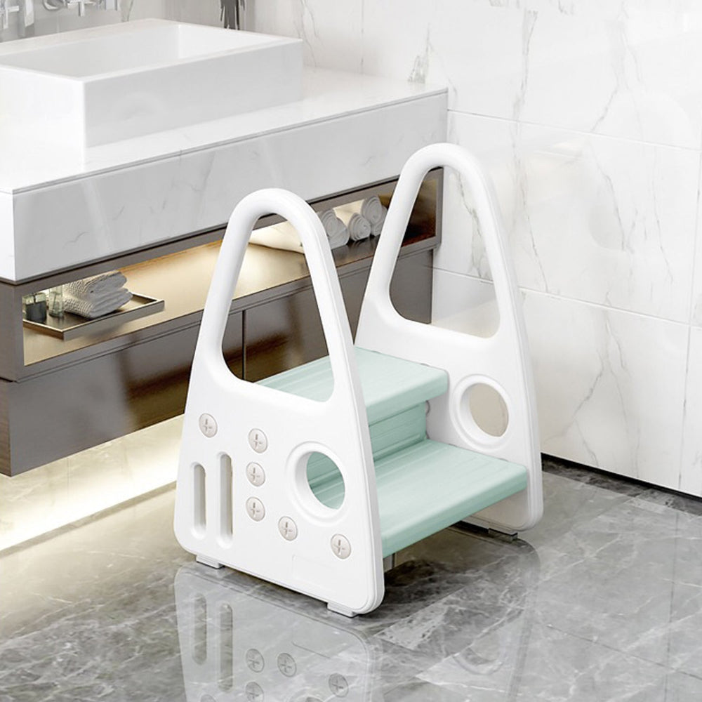 Nemibaby Safe Guard step stool with mint green steps and white handrails for toddlers, toilet training stool.