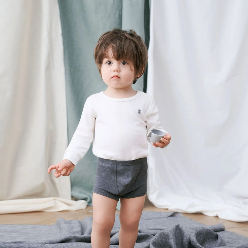 Nest Designs Bamboo Boys Boxer Briefs Underwear 2 Pack Charcoal/Grey Dusk