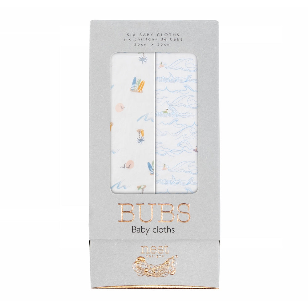 Nest Designs Bamboo Cotton Muslin Bubs Baby Washcloth Set (6-Pack)