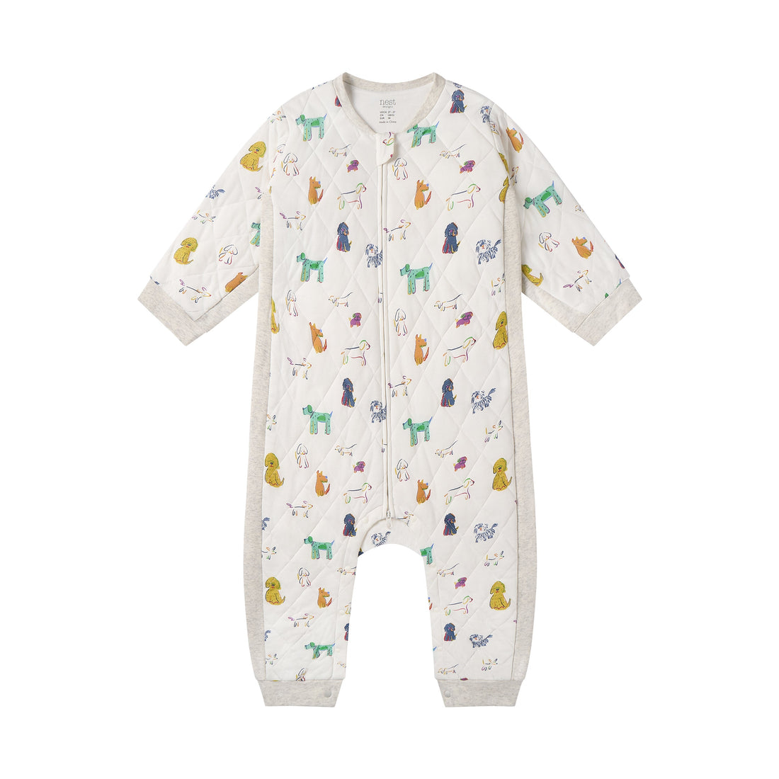 Nest Designs Bamboo Cotton Jersey Quilted Long Sleeve Romper Bingo front product view