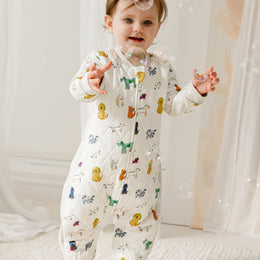 Nest Designs Bamboo Cotton Jersey Quilted Long Sleeve Romper Bingo