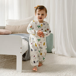 Nest Designs Bamboo Cotton Jersey Quilted Long Sleeve Romper Bingo