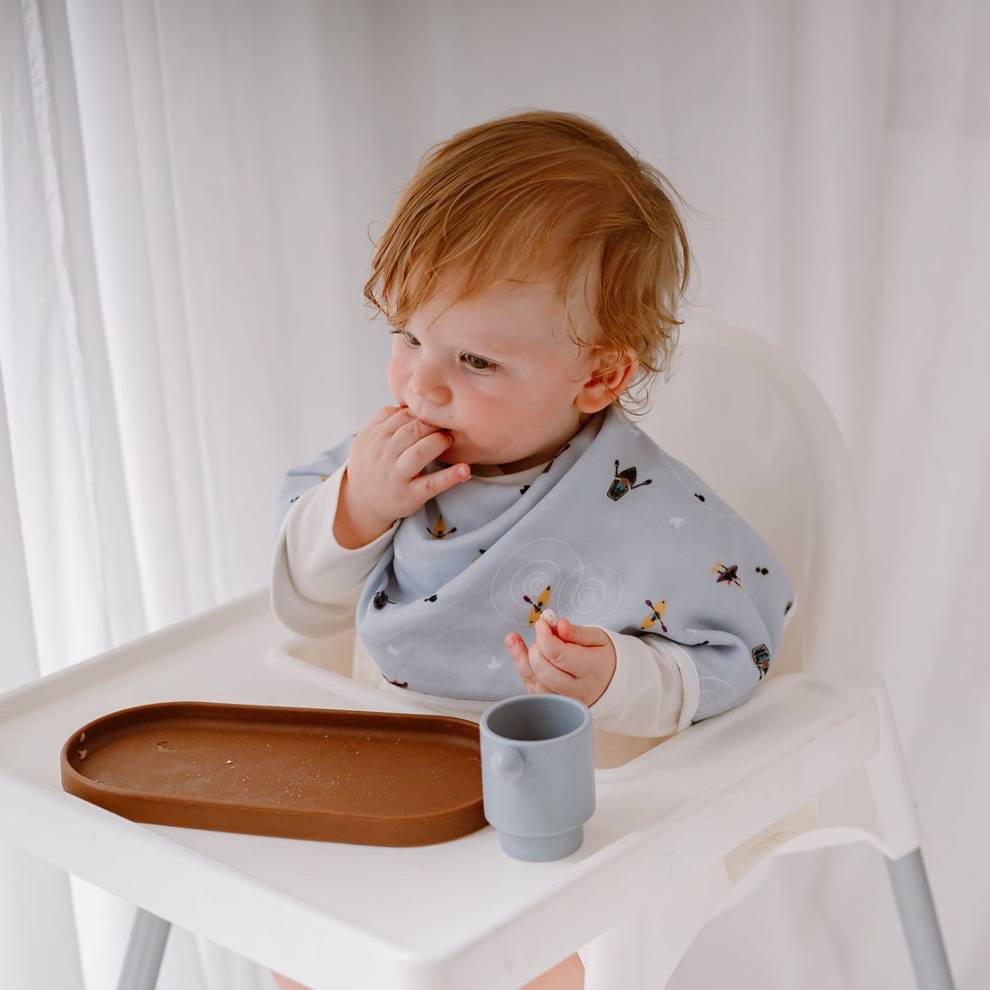 Nest Designs Bamboo Cotton Muslin Burp n' Bib 2-Pack Buses And Boats gallery view 1