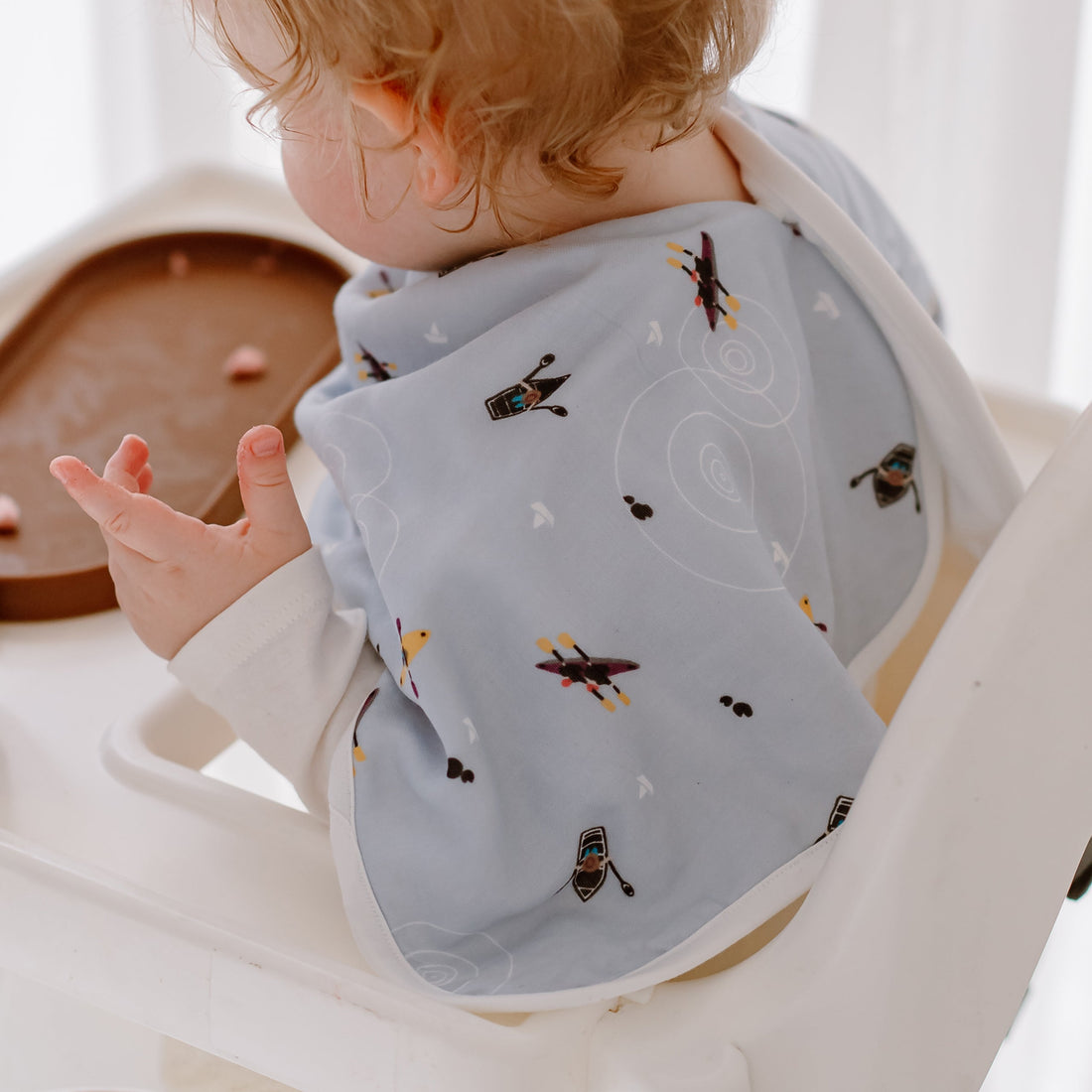 Nest Designs Bamboo Cotton Muslin Burp n' Bib 2-Pack Buses And Boats gallery view 5
