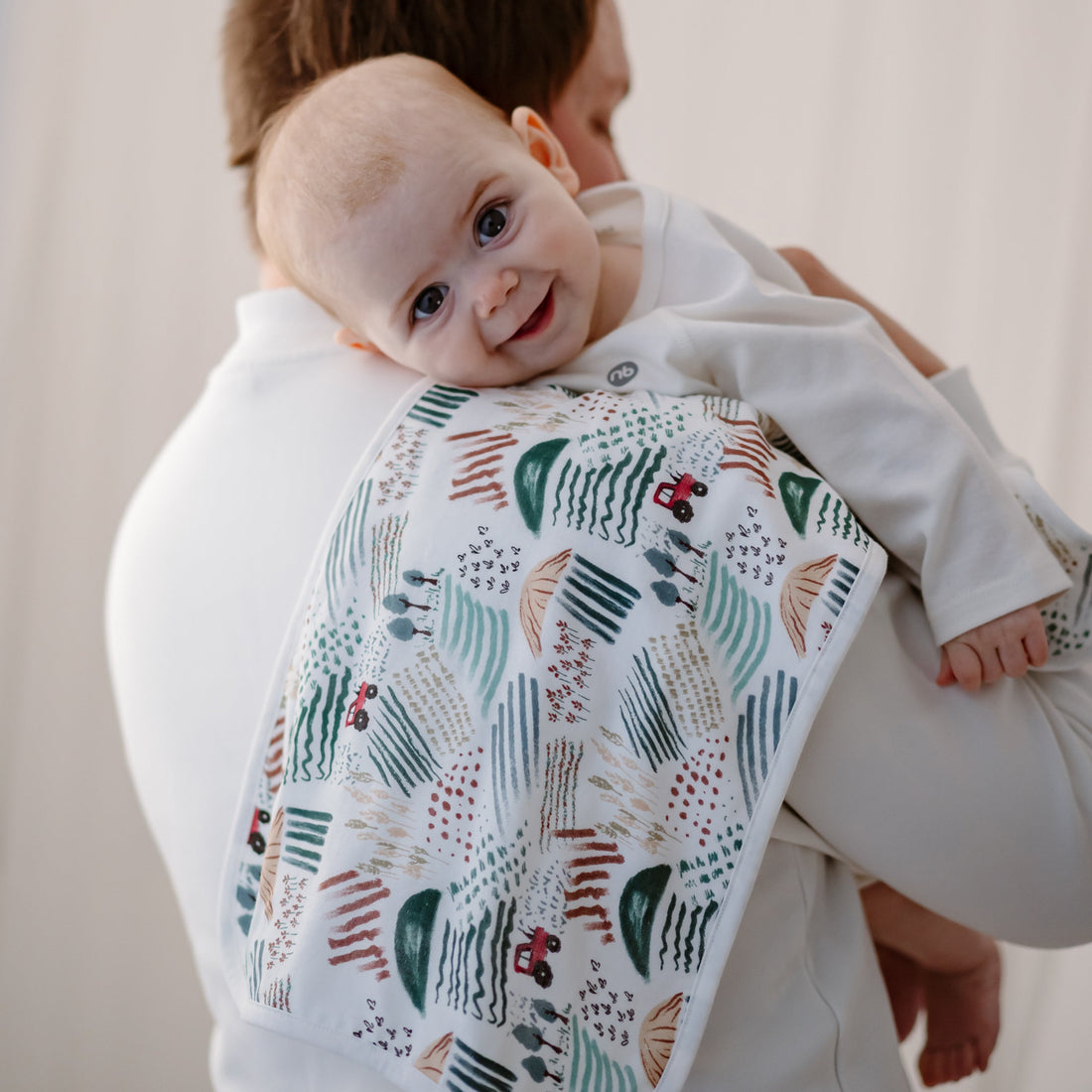 Nest Designs Bamboo Cotton Muslin Burp n' Bib 2-Pack Country Charm gallery view 6