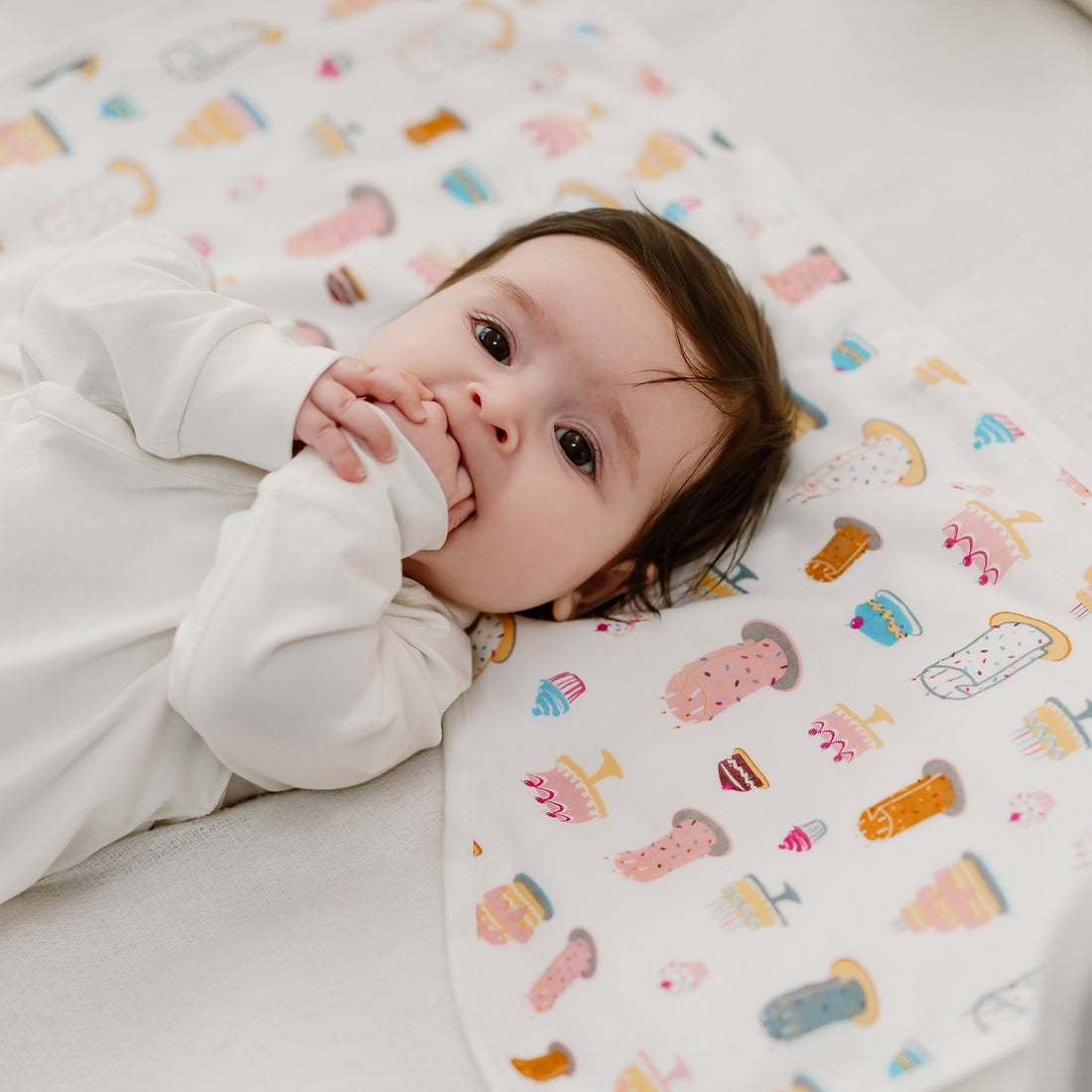 Nest Designs Bamboo Cotton Muslin Burp n' Bib 2-Pack Sweet Treats gallery view 7