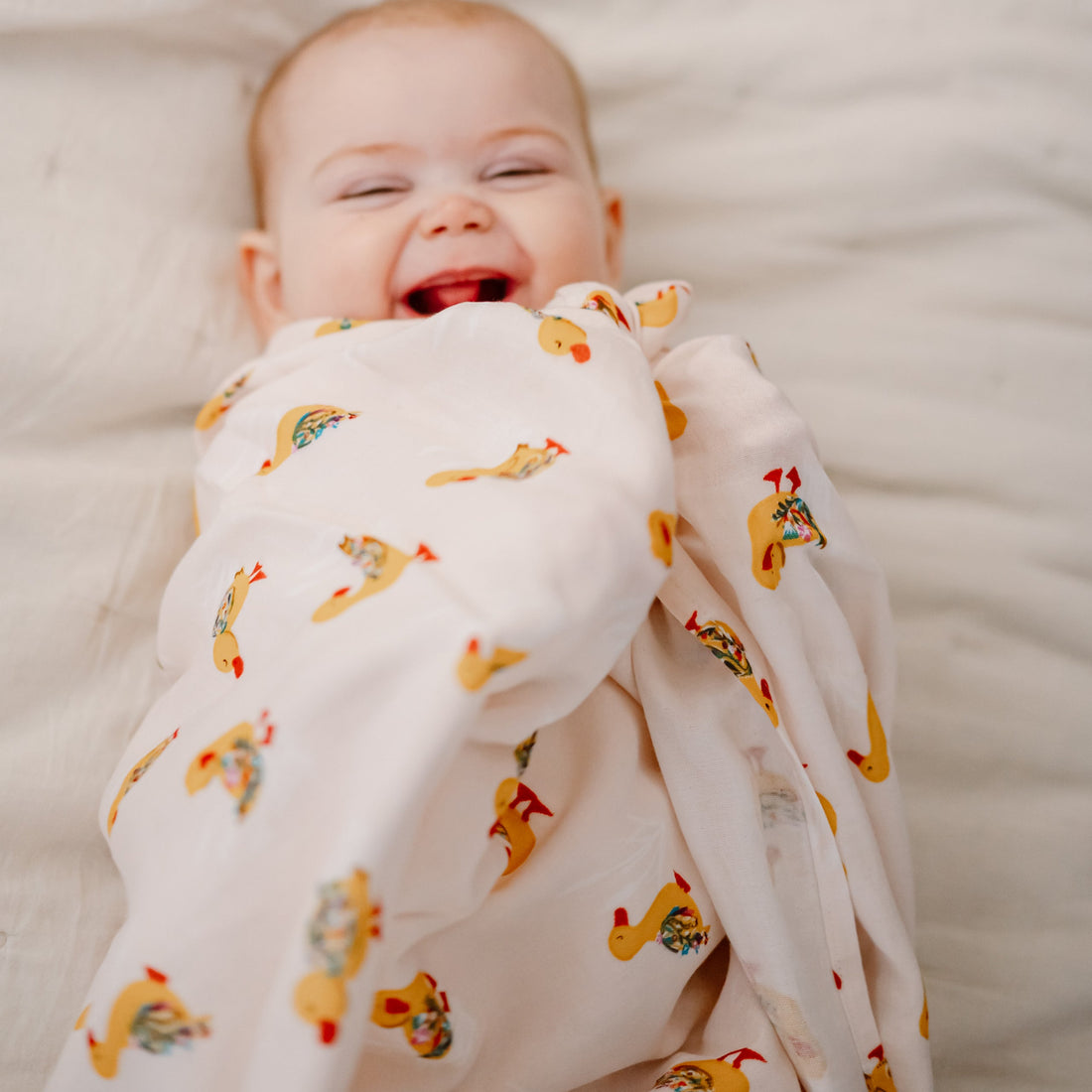 Nest Designs Bamboo Cotton Muslin Nook Swaddle Blankie FIVE LITTLE DUCKS gallery view 5