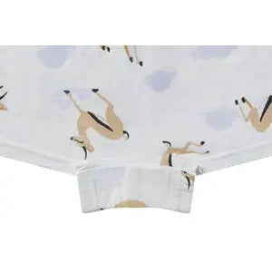Nest Designs Bamboo Girls Boy Short Underwear 2-Pack Sahara Sky, white with penguin print laid flat to show two-pack