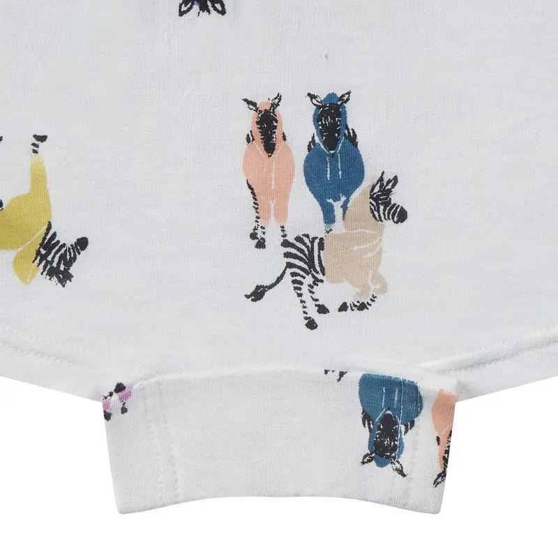 Nest Designs Bamboo Girls Boy Short Underwear Serengeti print, 2-pack on white fabric with pink and blue animals