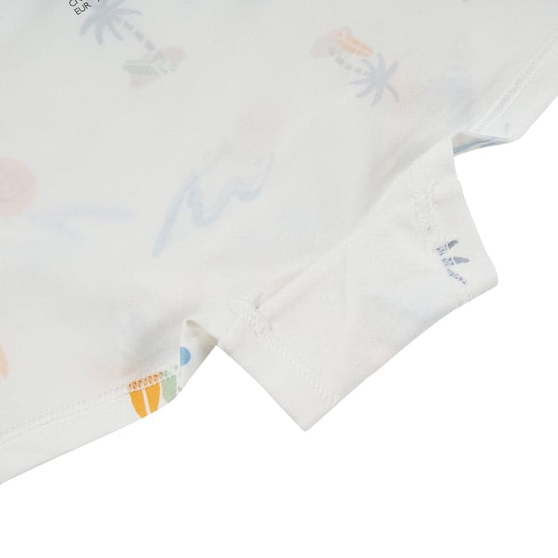 Nest Designs Bamboo Girls Boy Short Underwear (2 Pack) Surf Camp in white; close-up shows soft fabric and secure stitching.