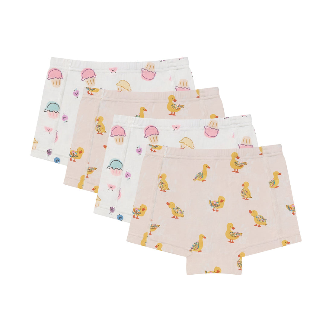 Nest Designs Bamboo Jersey Girls Boy Short Underwear 4-Pack Muffin Man & Five Little Ducks front product view